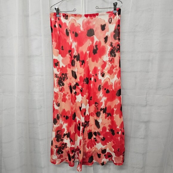 Cato Coral Pink Floral Maxi Skirt Boho Festival M - Picture 4 of 9